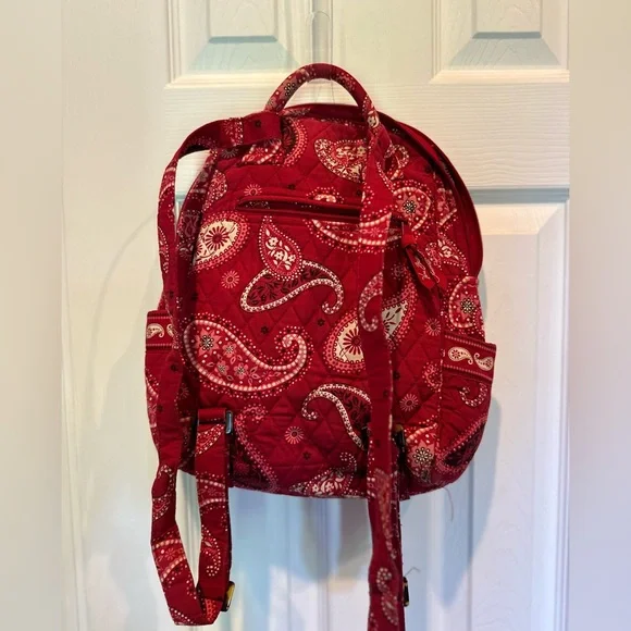 Vera Bradley Red Paisley Small Backpack - Picture 2 of 3